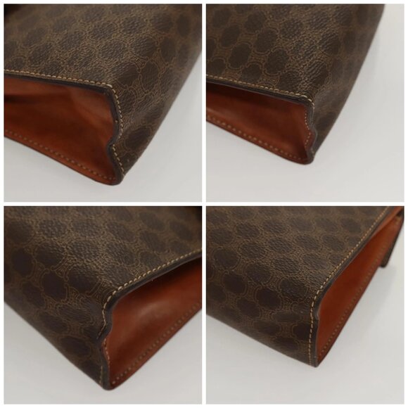 CELINE Macadam Canvas Mini Hand Bag PVC Leather 2way Brown Gold Auth yk18202 - Picture 14 of 16